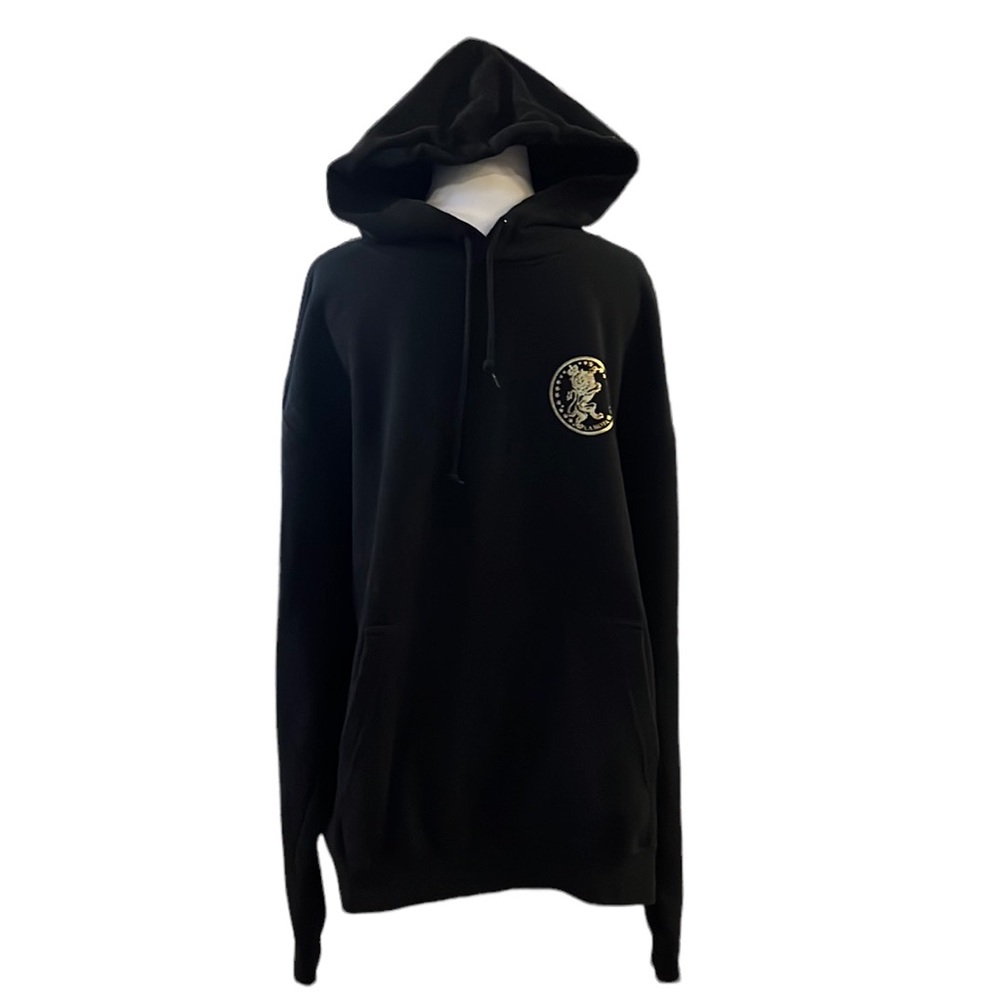 BEIMAR MENS GRAPHIC PRINT SWEATSHIRT HOODIE BLACK AND METALLIC GOLD SIZE LARGE